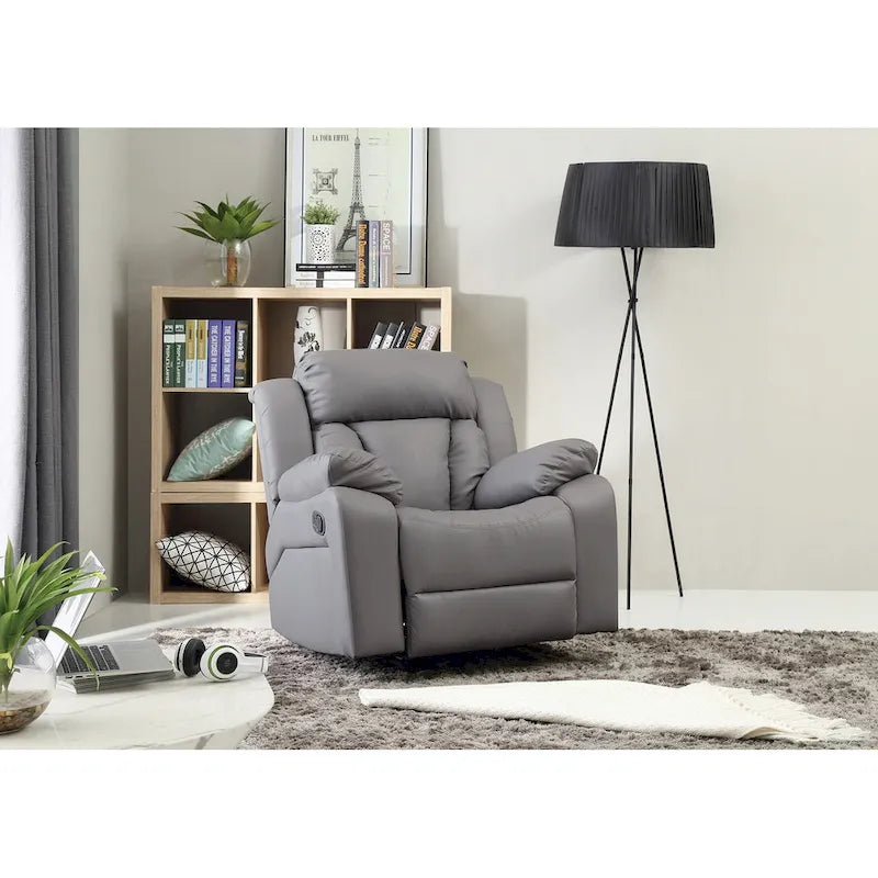 Dark Brown Faux Leather Reclining Chair - Single Seat