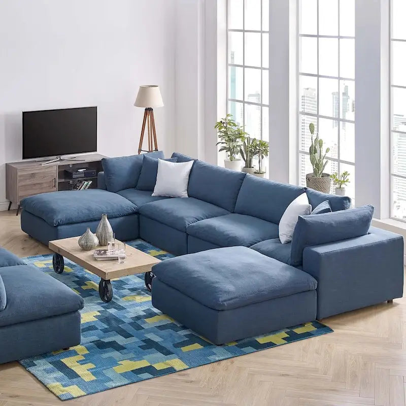 Grey 6-Piece Modular Sectional Sofa Set