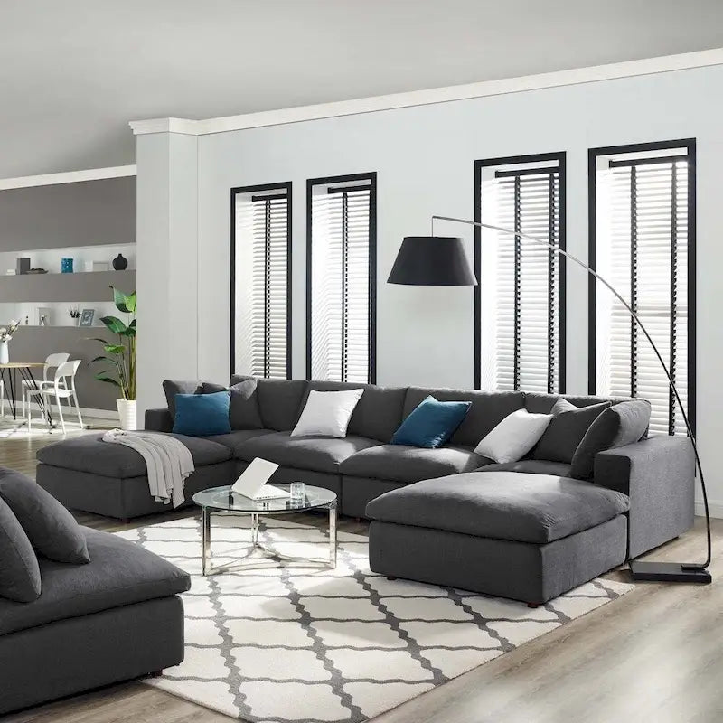 Grey 6-Piece Modular Sectional Sofa Set