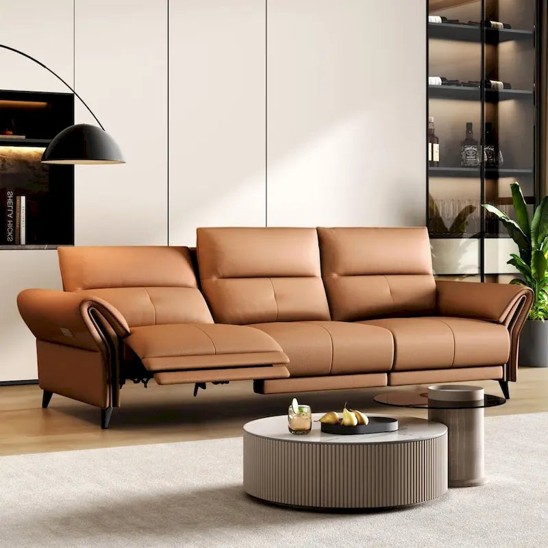 112.5  Vegan Leather Power Reclining Sofa with USB Charging Port