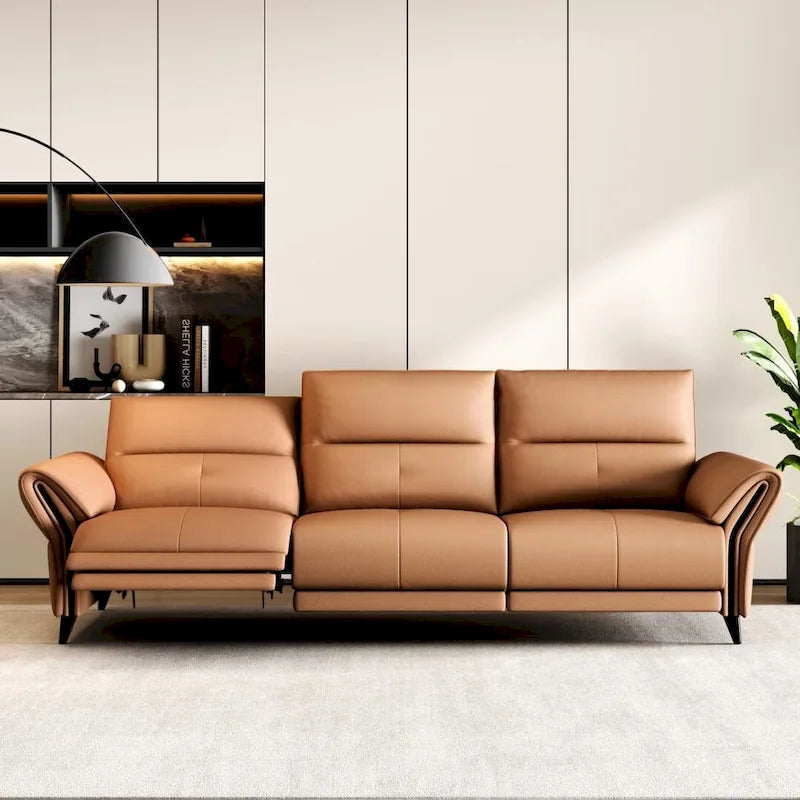 112.5  Vegan Leather Power Reclining Sofa with USB Charging Port