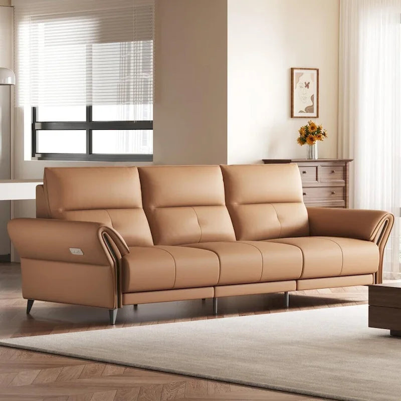 112.5  Vegan Leather Power Reclining Sofa with USB Charging Port