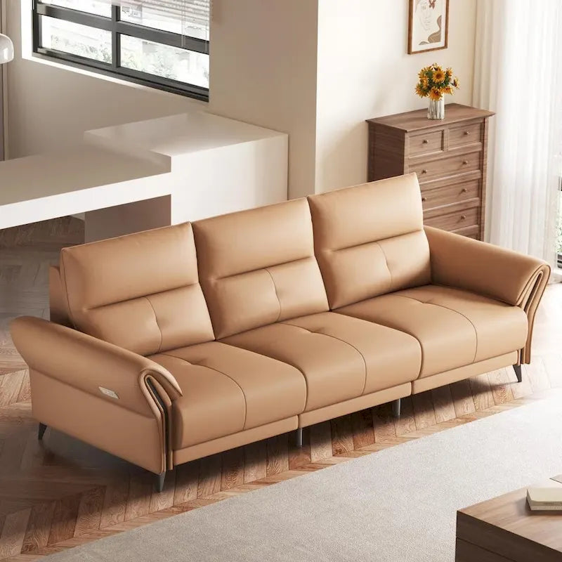 112.5  Vegan Leather Power Reclining Sofa with USB Charging Port