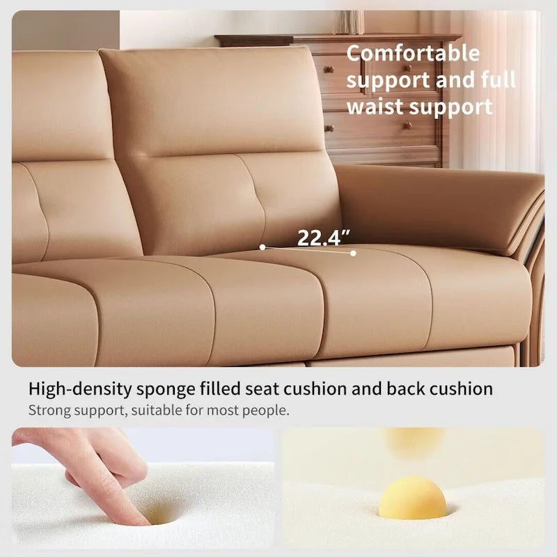 112.5  Vegan Leather Power Reclining Sofa with USB Charging Port