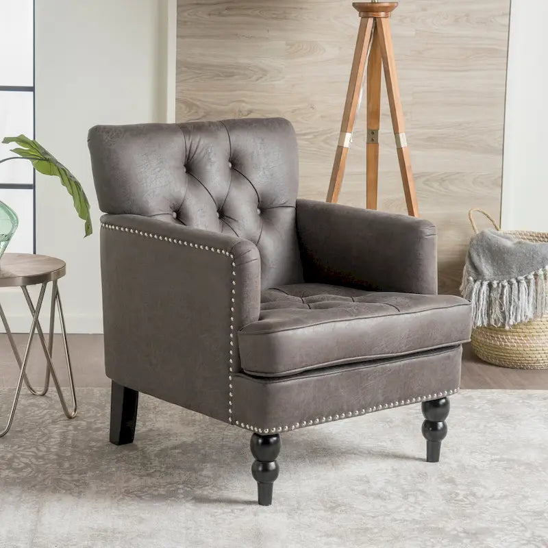 Taupe Microfiber Club Chair - Single Seat