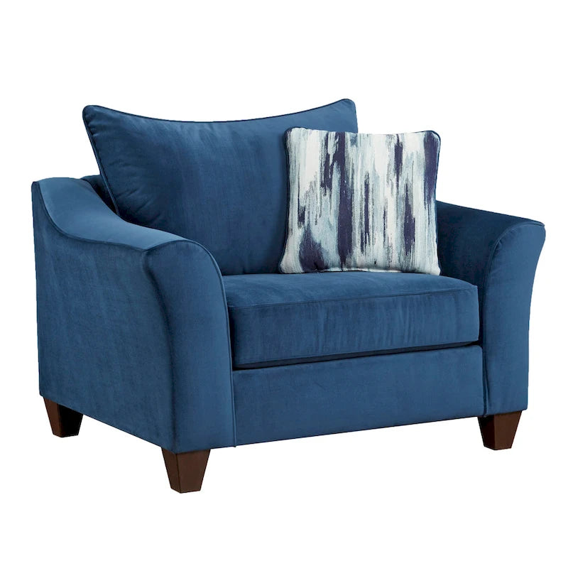 Navy Blue Fabric Upholstered Pillowback Armchair