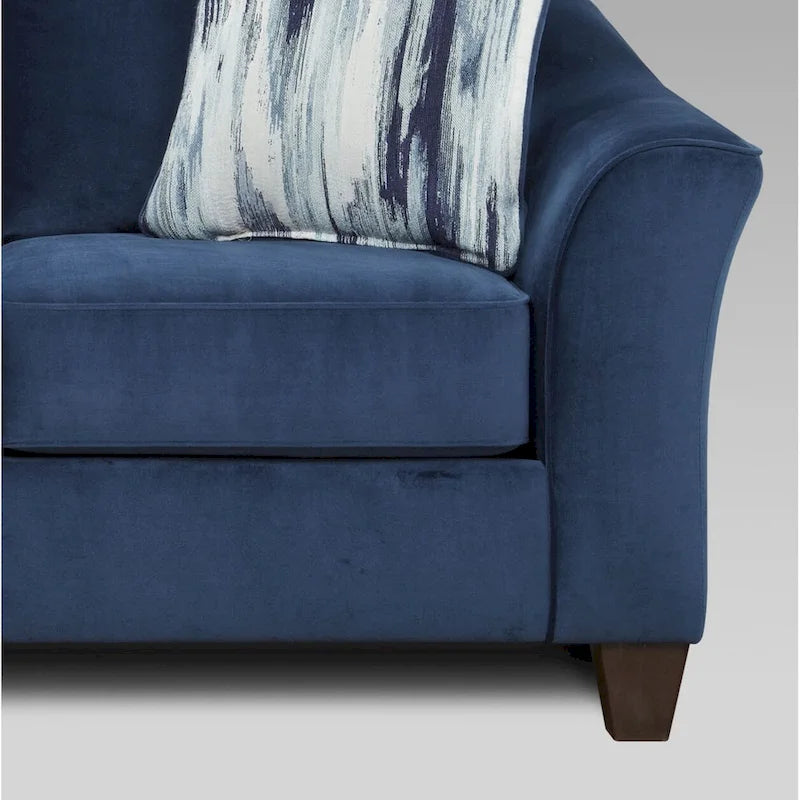 Navy Blue Fabric Upholstered Pillowback Armchair