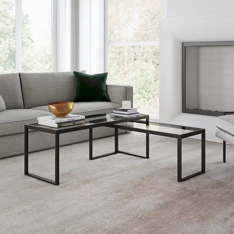 Blackened Bronze Nested Coffee Table Set - 2 Pieces