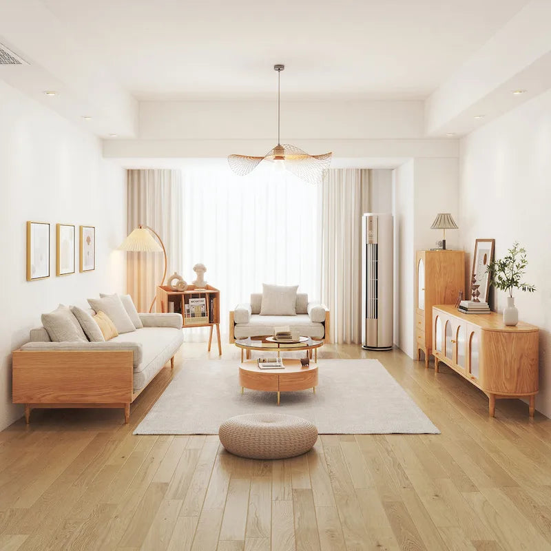 Modern 3-Seat Cotton Linen Upholstered Sofa, Beige