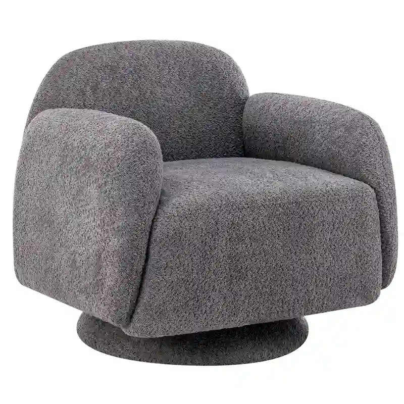 Boucle Upholstered Swivel Accent Barrel Chair with Armrest, Set of 1