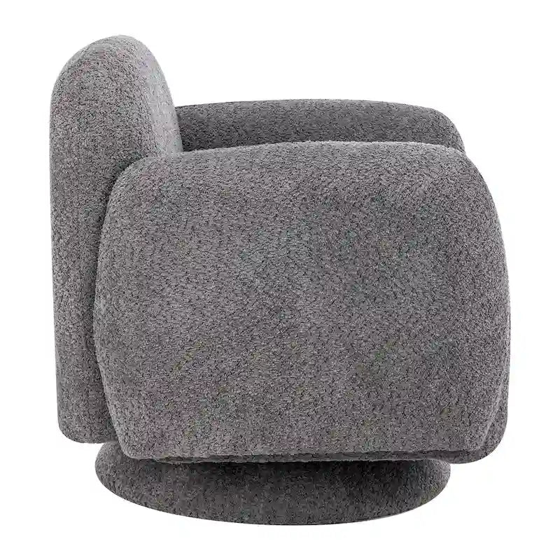 Boucle Upholstered Swivel Accent Barrel Chair with Armrest, Set of 1