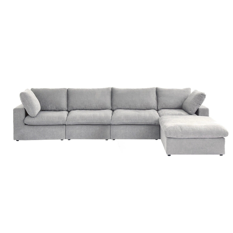 160.6  Modern Linen Sectional Sofa4-seater Modular Couch with Storage Ottoman for Living Room.