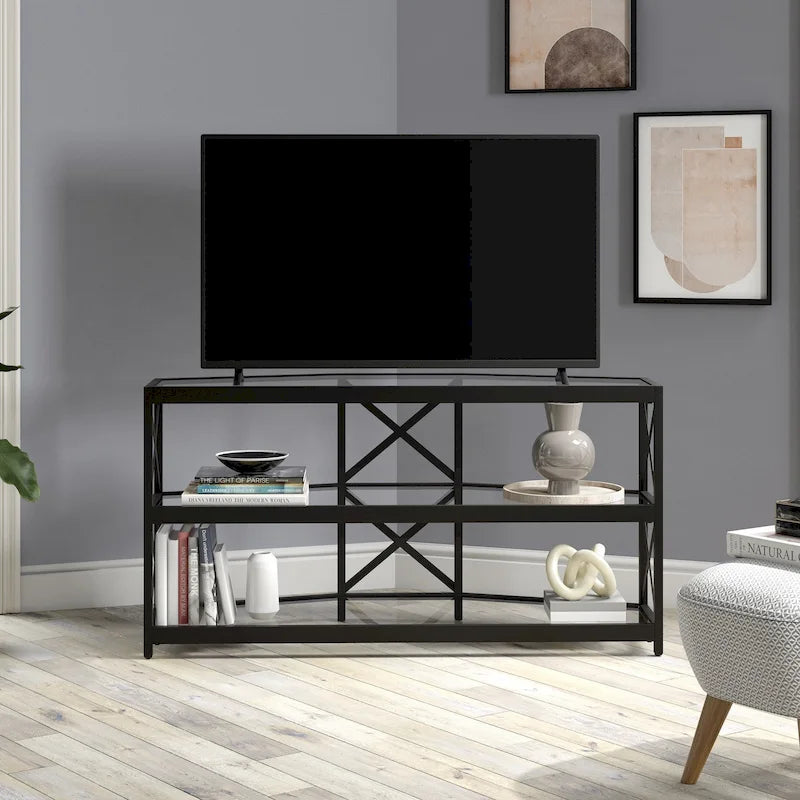 Hexagonal TV Stand with Storage, Media Console Cabinet