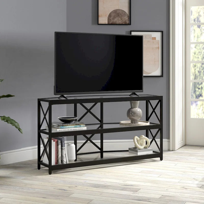 Hexagonal TV Stand with Storage, Media Console Cabinet