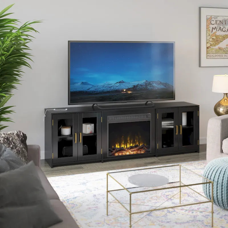 TV Stand with Electric Fireplace for TVs up to 80 Inch