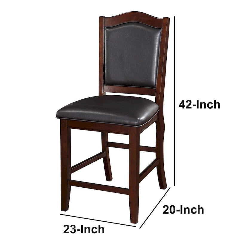 Wooden Armless High Chair, Espresso Brown & Black, Set of 2