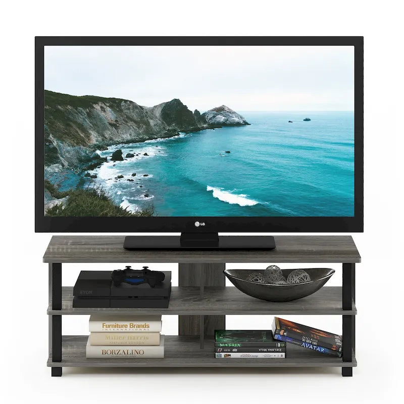 Espresso Brown Wood 3-Tier TV Stand for TVs up to 50 Inch