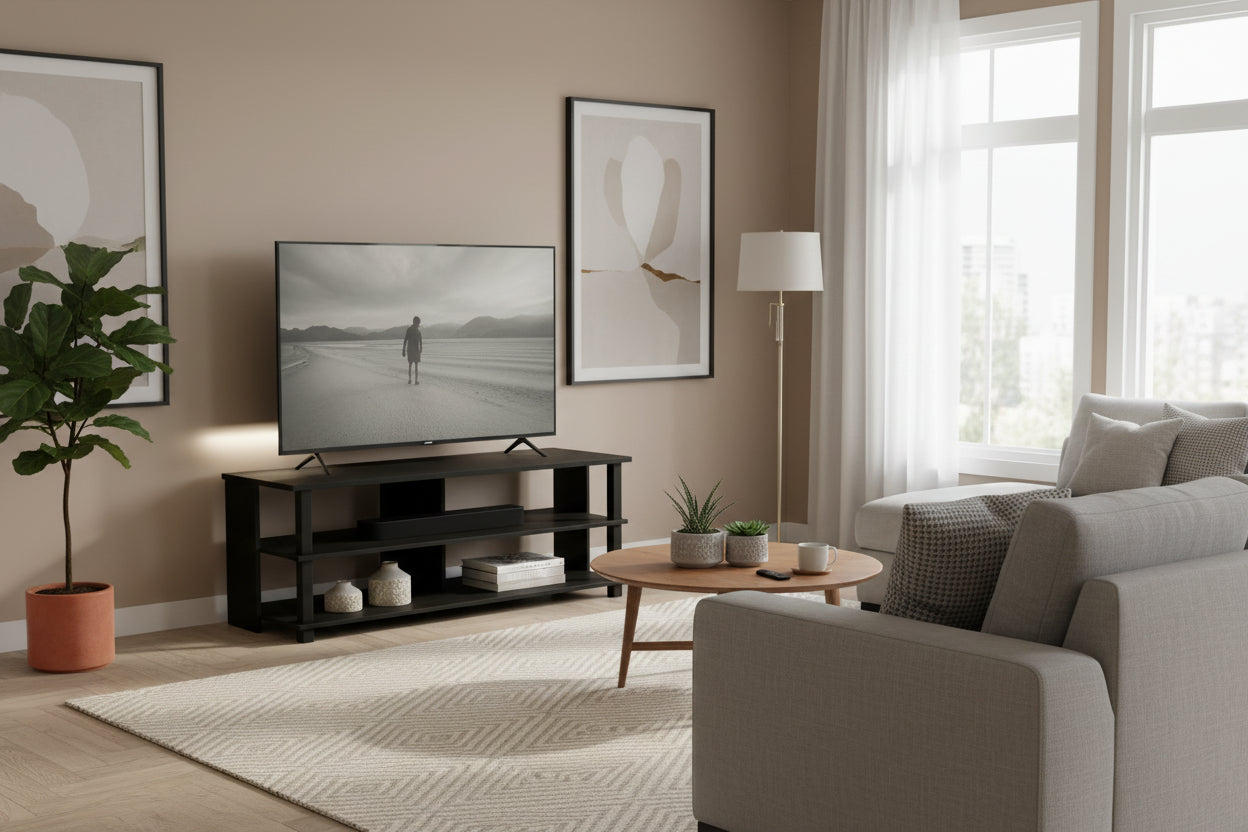 Espresso Brown Wood 3-Tier TV Stand for TVs up to 50 Inch