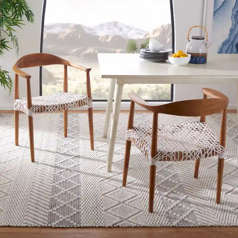 SAFAVIEH Therese Leather Woven Accent Chair - 25  W x 20.9  L x 30.9  H - 25Wx21Dx31H