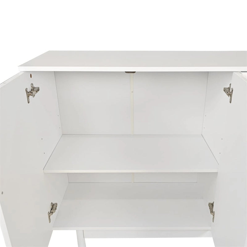 4-Door Wood Storage Cabinet with Legs and Adjustable Shelf