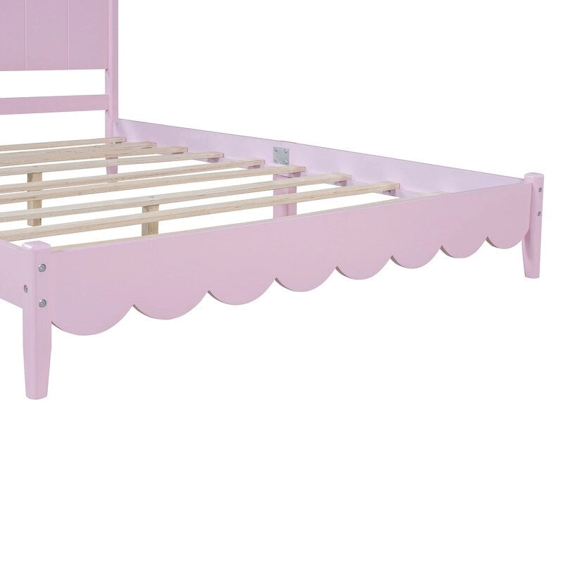 Queen Size Wood Platform Bed with Rectangular Headboard