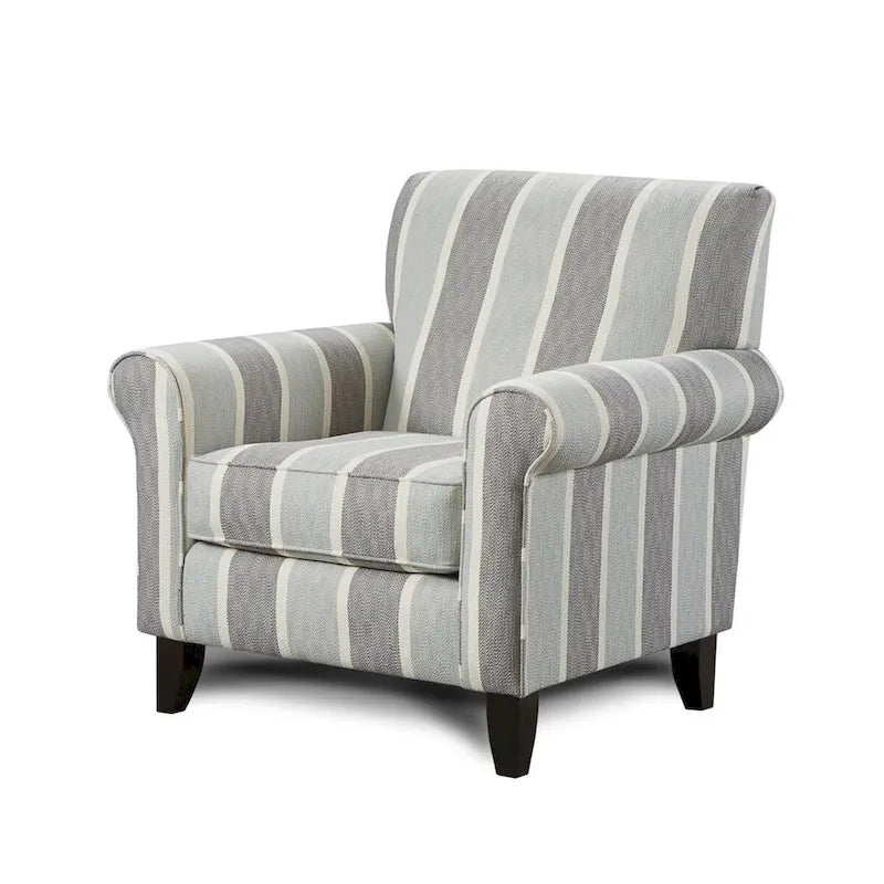 Mist Stripe Accent Chair with Rolled Arms