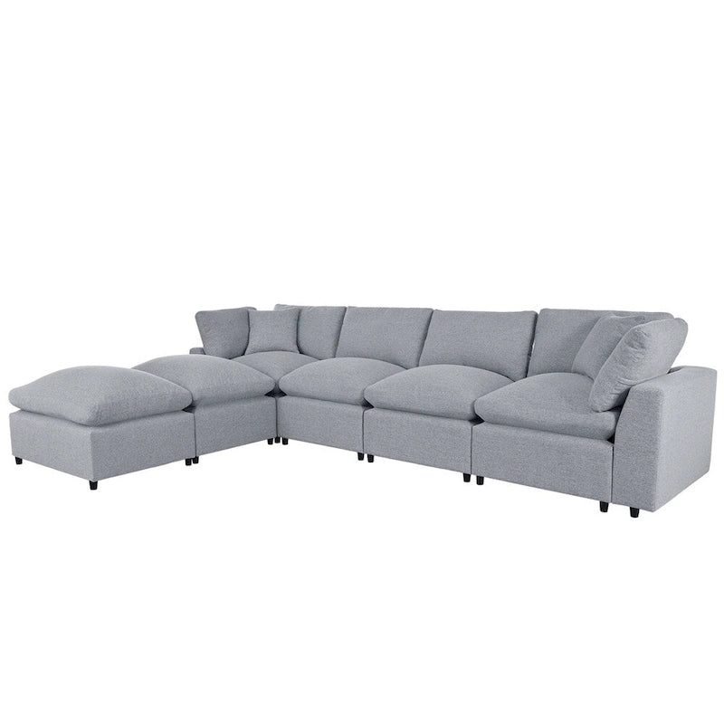 Gray U-Shape Sectional Sofa with Chaise, 4-6 Seater