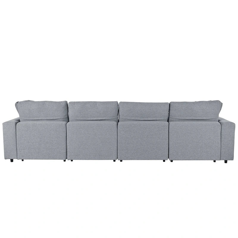 Gray U-Shape Sectional Sofa with Chaise, 4-6 Seater