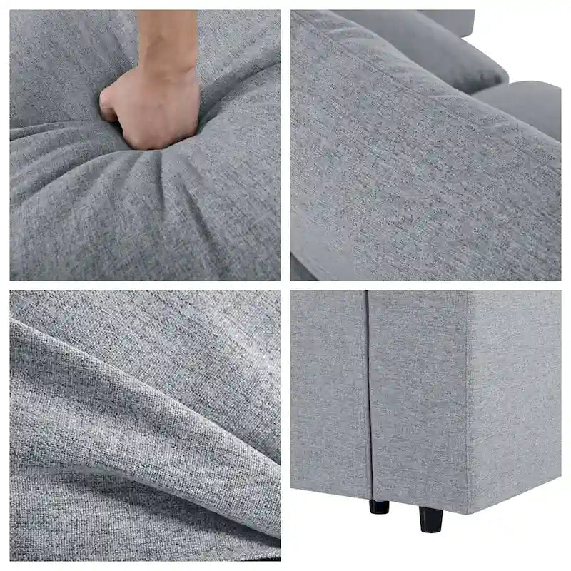 Gray U-Shape Sectional Sofa with Chaise, 4-6 Seater