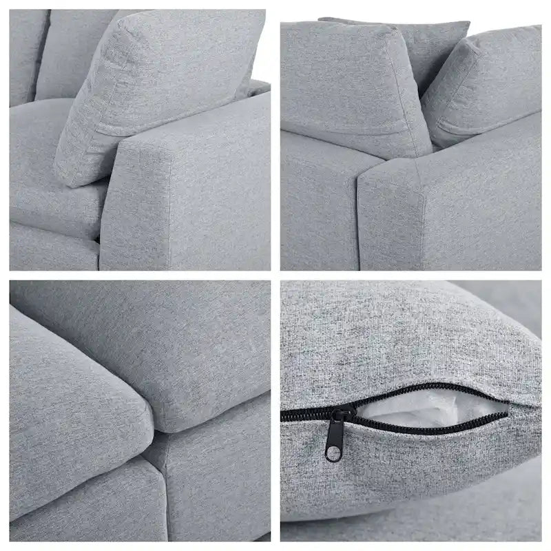 Gray U-Shape Sectional Sofa with Chaise, 4-6 Seater