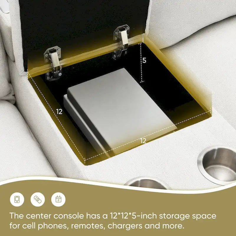 Chenille Square Arm Mid-Century Modern USB Port Sectional Sofa