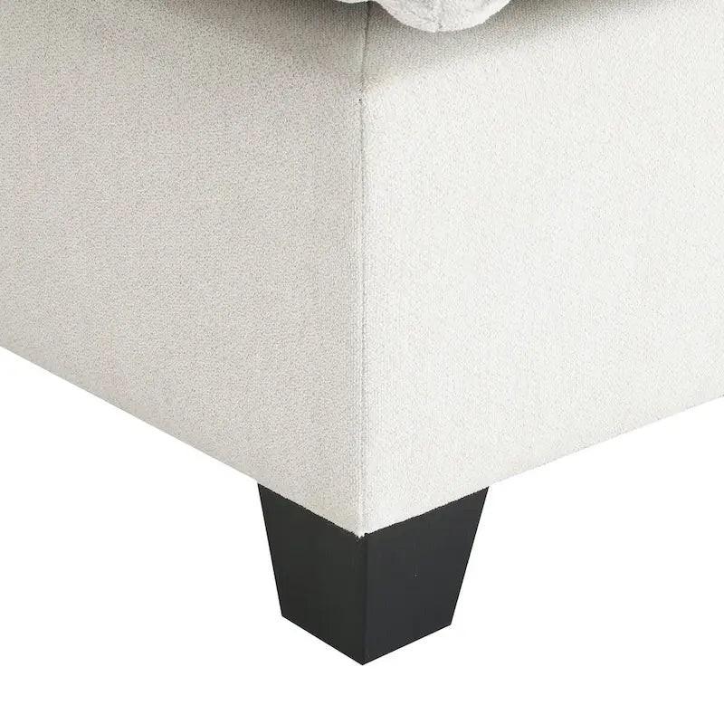 Chenille Square Arm Mid-Century Modern USB Port Sectional Sofa