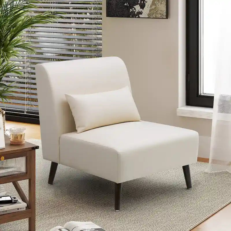 Accent Chair Upholstered Sofa Chair PU Faux Leather Wood Frame with Pillow - 28.74  W x 30.71  D x 31.50  H