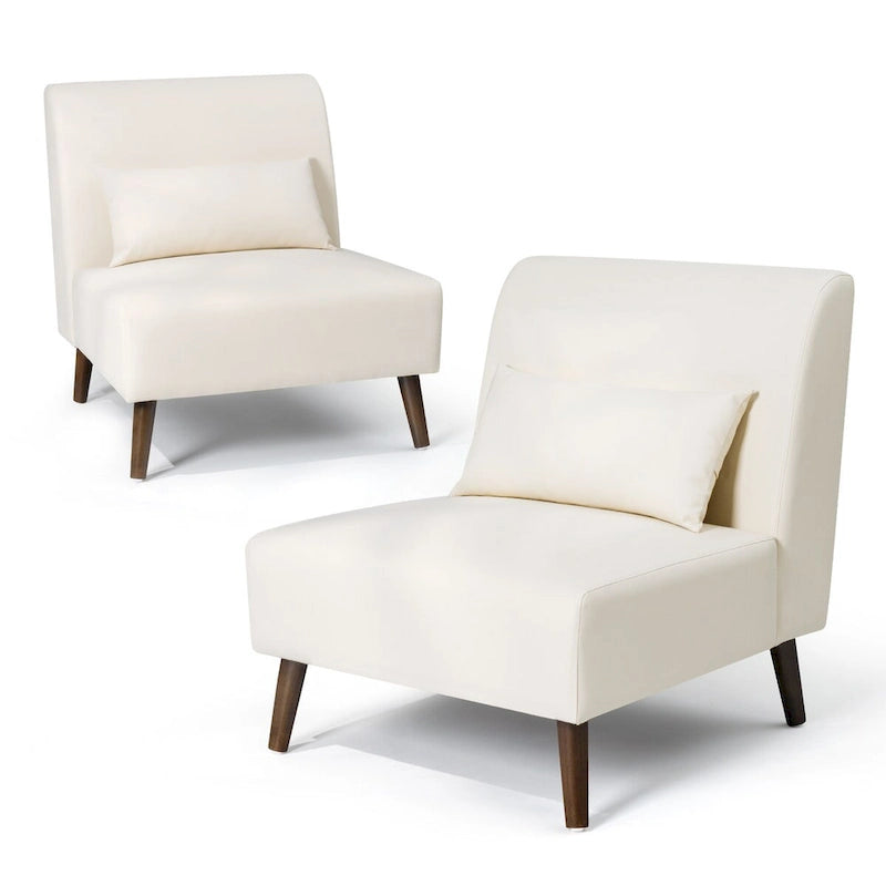 Accent Chair Upholstered Sofa Chair PU Faux Leather Wood Frame with Pillow - 28.74  W x 30.71  D x 31.50  H