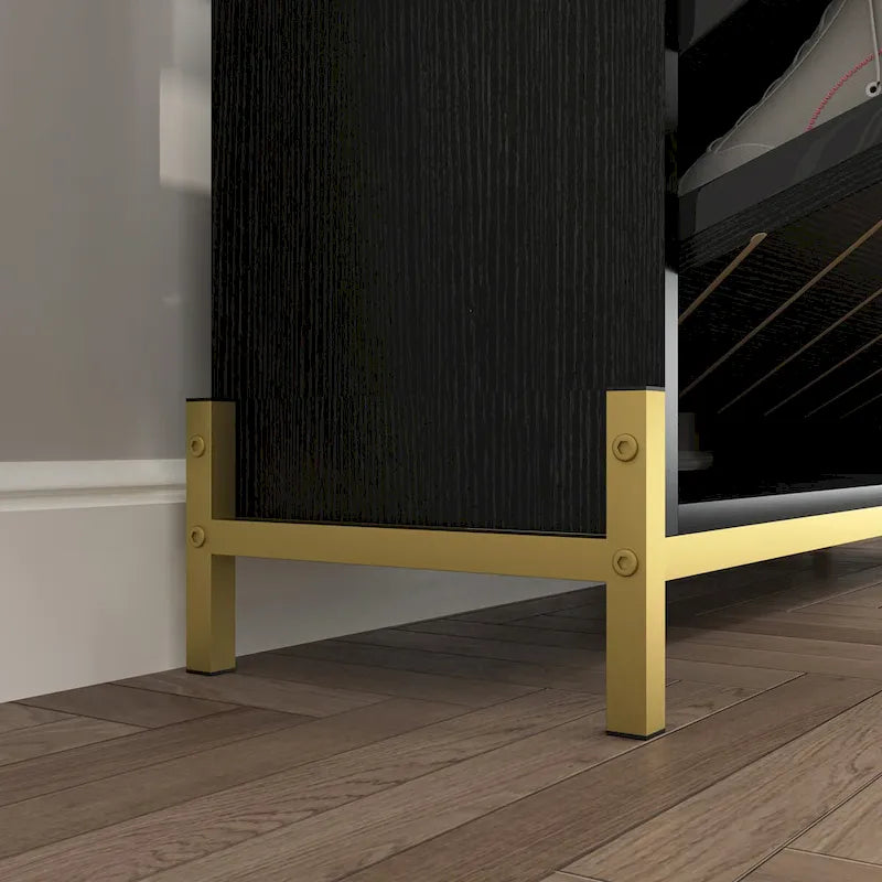 Shoe Cabinet with 3 Flip Drawers & Open Shelves, Entryway Shoe Storage Cabinet Slim, Narrow Hidden Shoe Rack for Heels, Boots