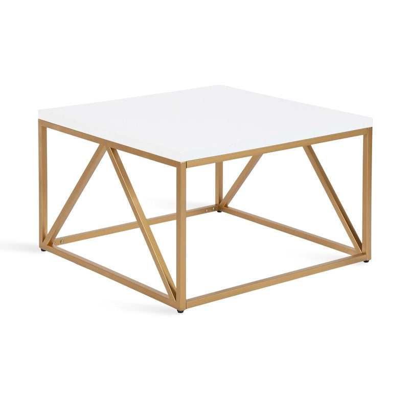 Wood and Metal Coffee Table Modern Geometric Design