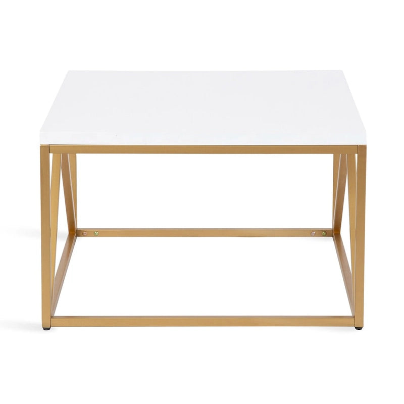 Wood and Metal Coffee Table Modern Geometric Design