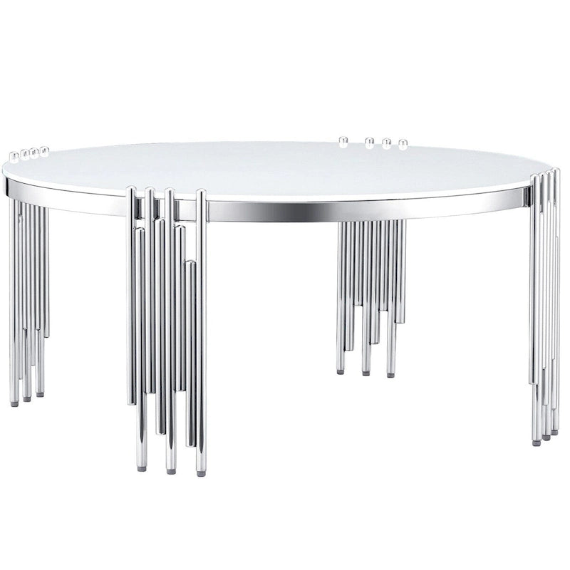 3-Tier Round Glass Coffee Table with 360° Rotating Top - Gold/Silver