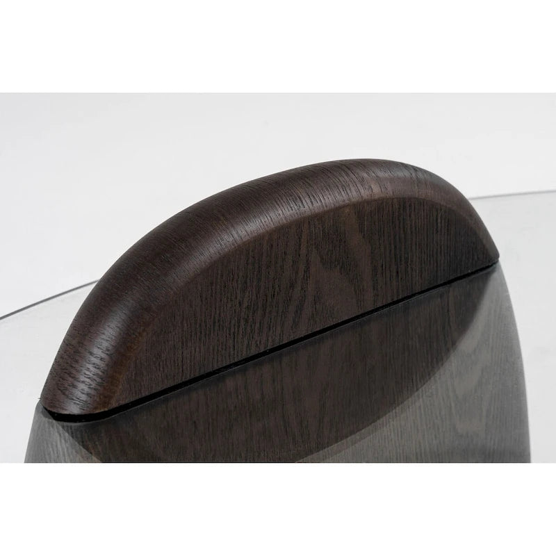 Round Glass Coffee Table - Dark Walnut & Ash Wood
