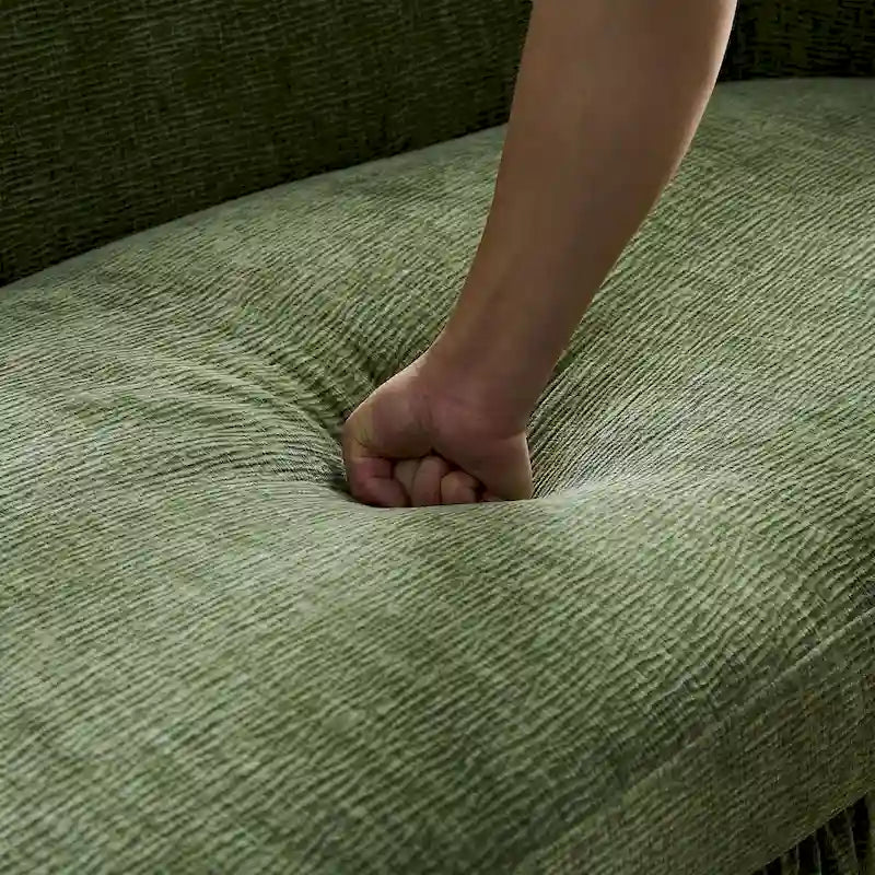 Modern Curved Shaped Sofa Upholstered 4-Seat Fabric Sofa Couch