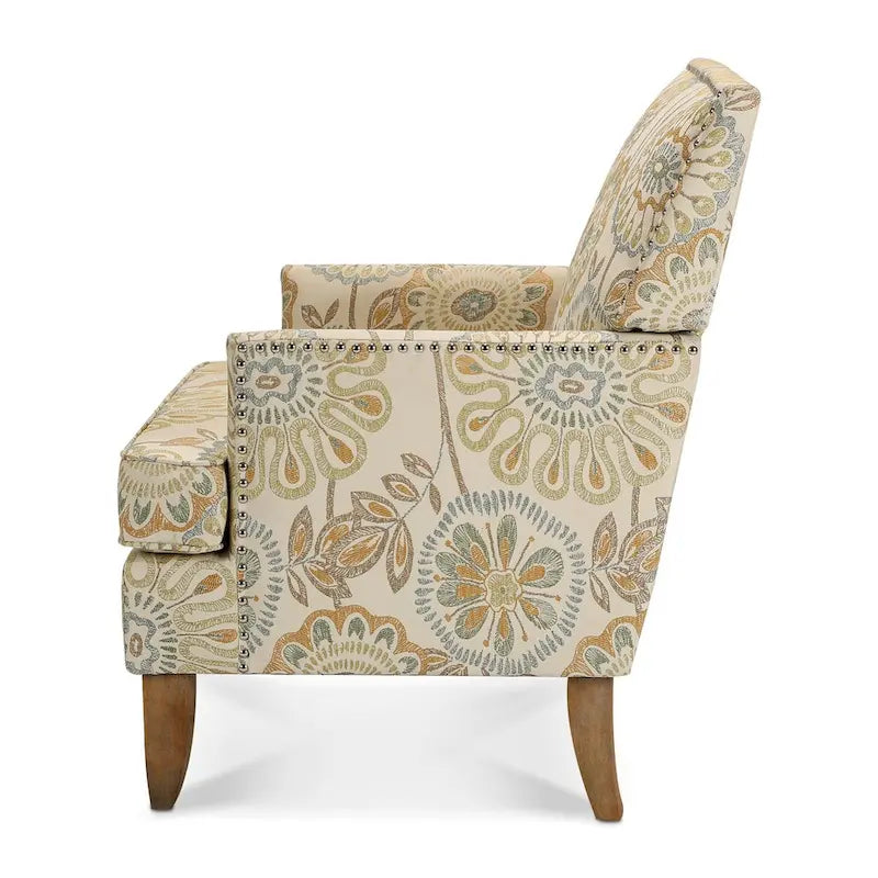 Fabric Upholstered Accent Chairs with Wood Legs
