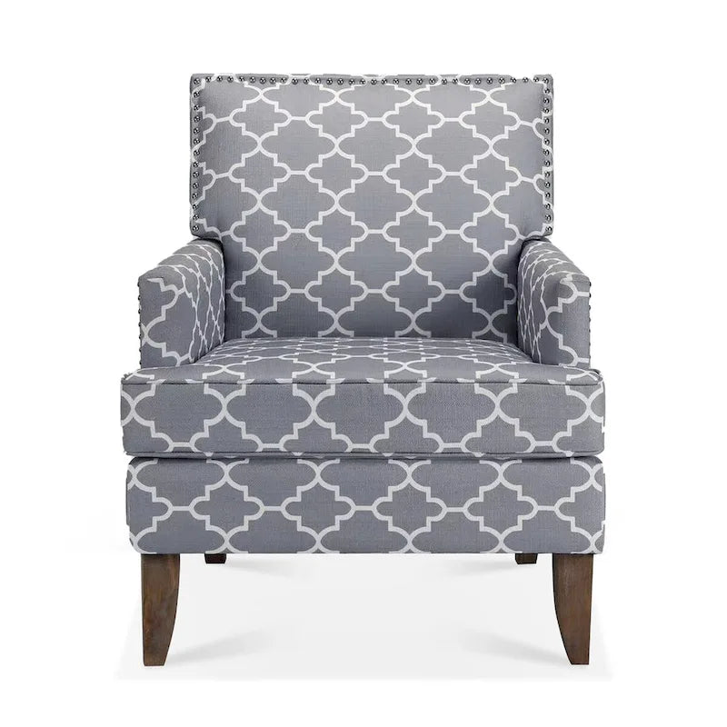 Fabric Upholstered Accent Chairs with Wood Legs
