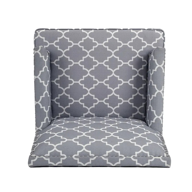 Fabric Upholstered Accent Chairs with Wood Legs