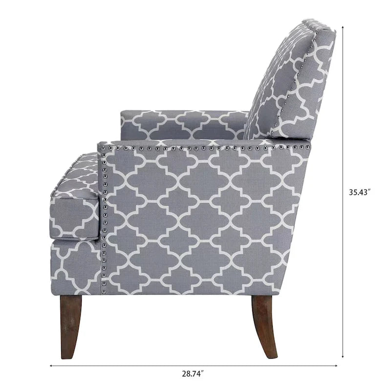 Fabric Upholstered Accent Chairs with Wood Legs