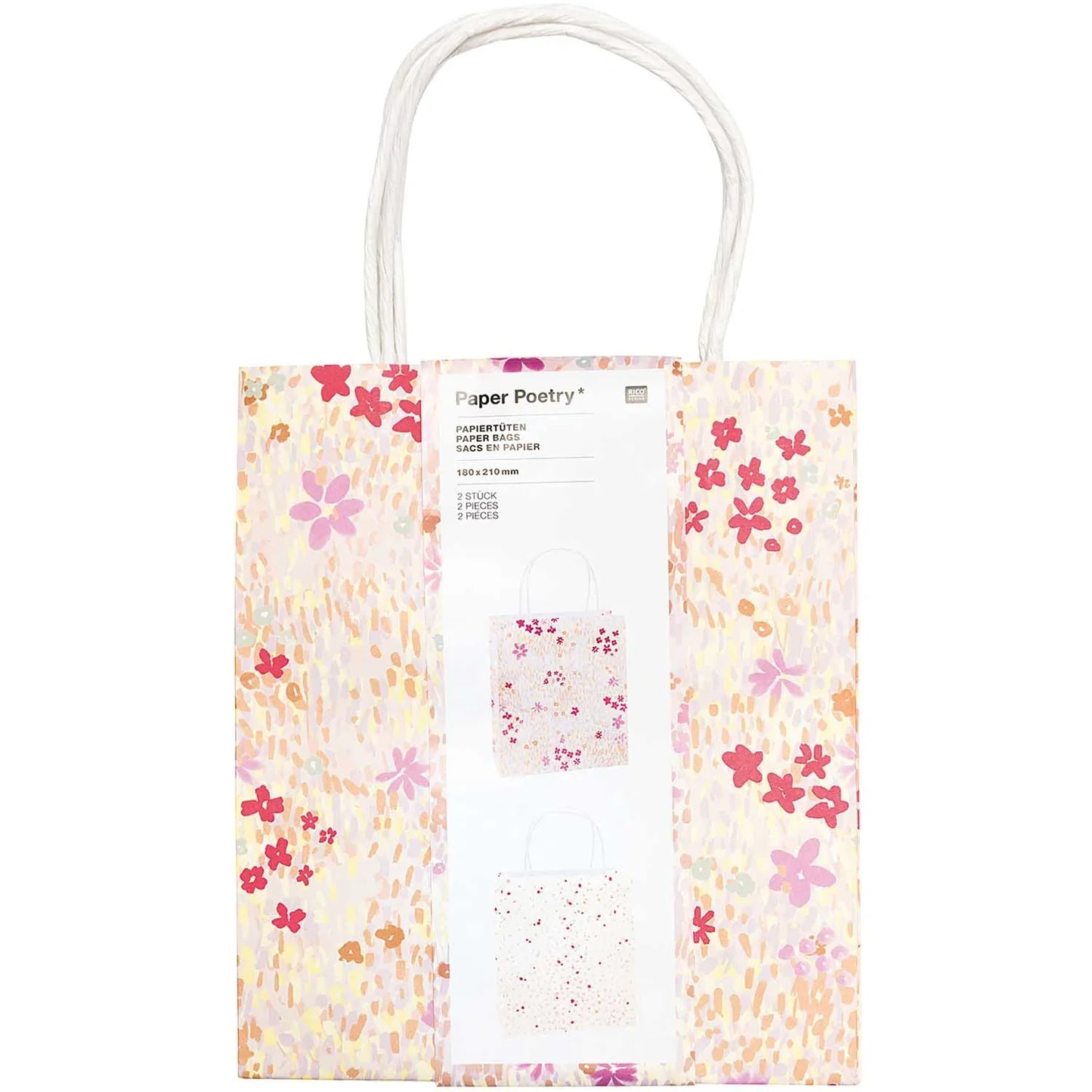 Sac en papier rose artisanal