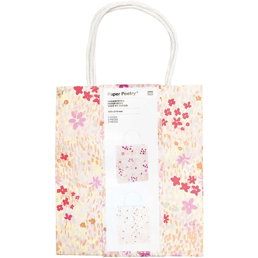 Sac en papier rose artisanal