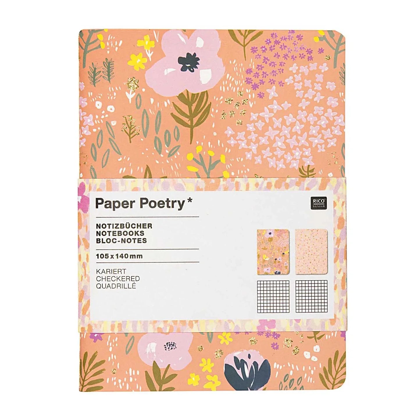 Carnet de poésie en papier rose A6 à grille