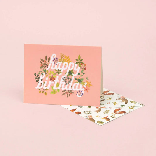 Carte d'anniversaire botanique - Rose 
