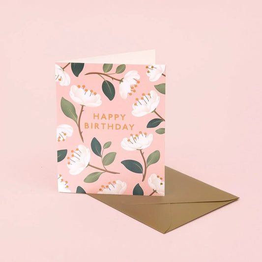Carte d'anniversaire Magnolia - Rose poudré 