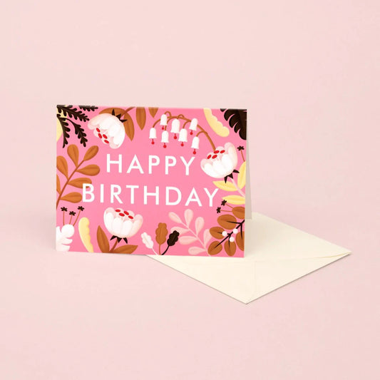 Carte d'anniversaire Fleurs sauvages de la forêt - Fuchsia 